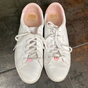 Kate Spade white leather tennis Sneakers with charms